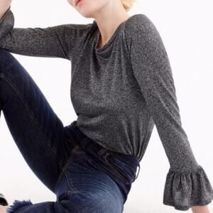 J. Crew Metallic Sparkle Bell Sleeve Blouse Medium